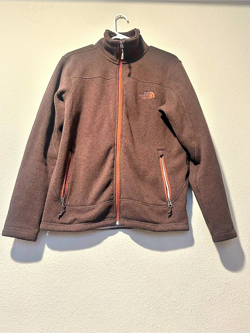 The North Face Leo Full Zip Sweater Fleece Jacket Brown Mens Small S/P